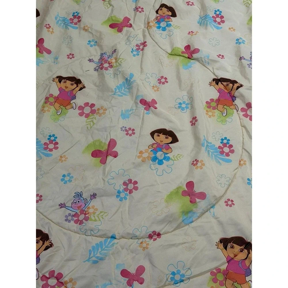 Vintage 2010 Dora the Explorer Boots Full Comforter Pink Floral Nickelodeon
